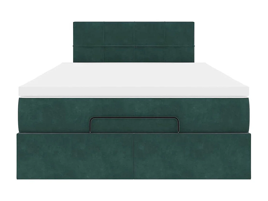 Estrutura de cama otomana com colchão verde escuro veludo