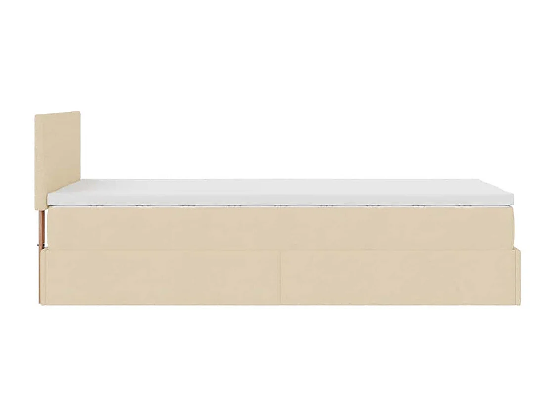 Cadre de lit ottoman avec matelas crème 80x200 cm tissu