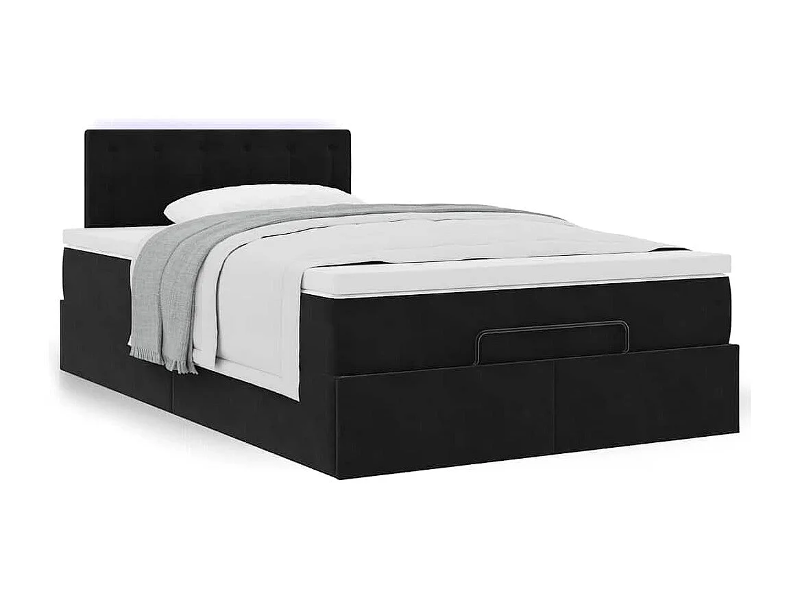 Cadre de lit ottoman avec matelas noir 120x190 cm velours