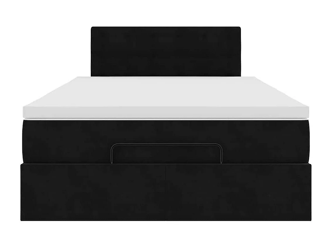 Cadre de lit ottoman avec matelas noir 120x190 cm velours