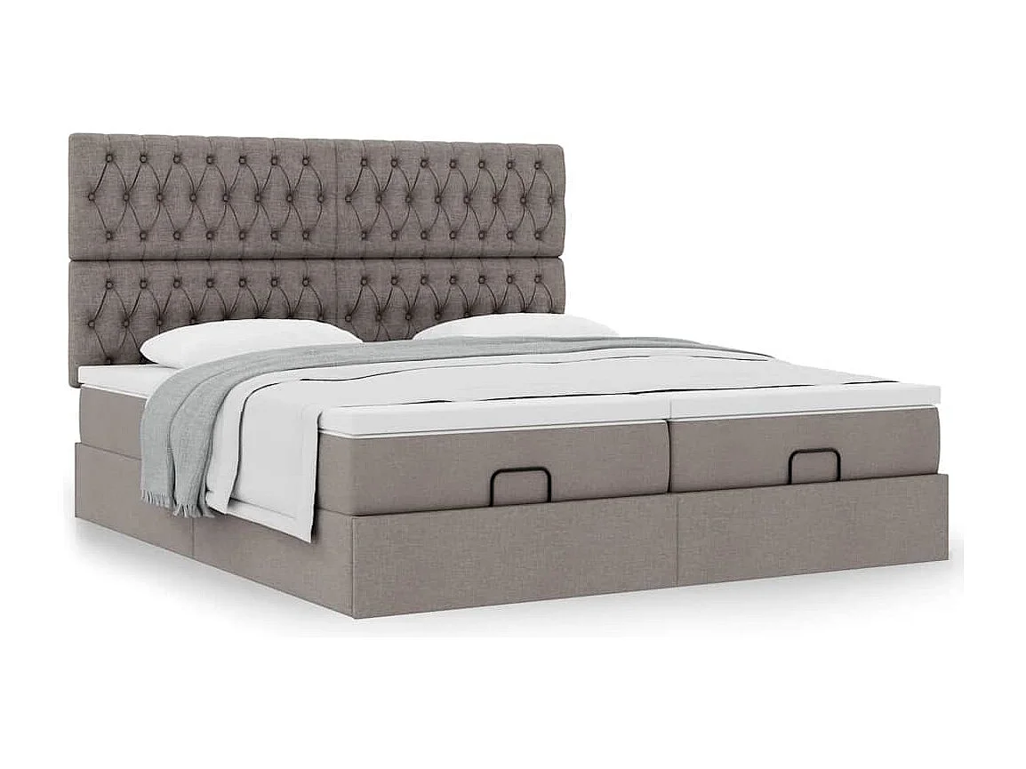 Cadre de lit ottoman avec matelas taupe 200x200cm tissu