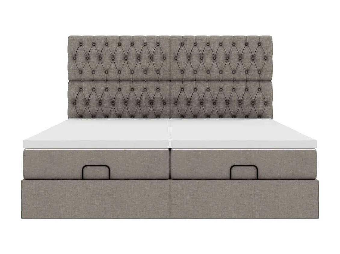 Cadre de lit ottoman avec matelas taupe 200x200cm tissu