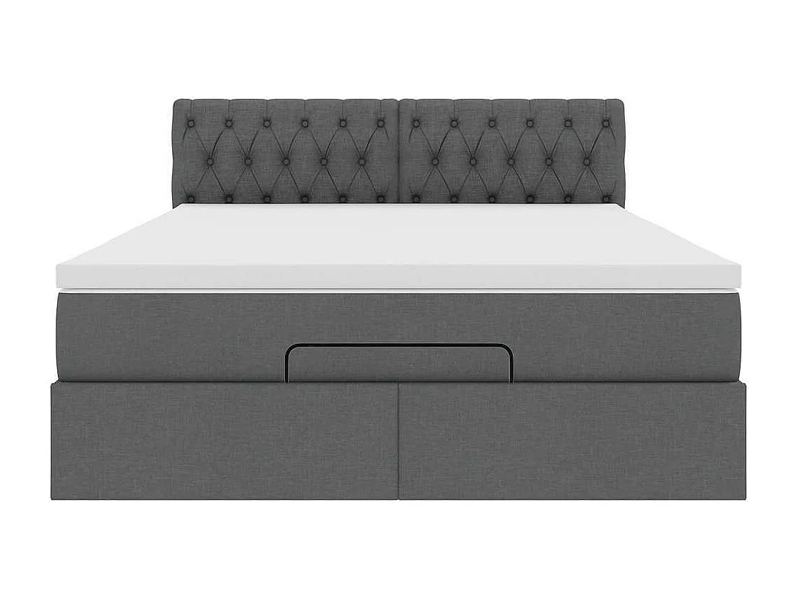 Estructura cama otomana colchón tela gris oscuro 140x200cm
