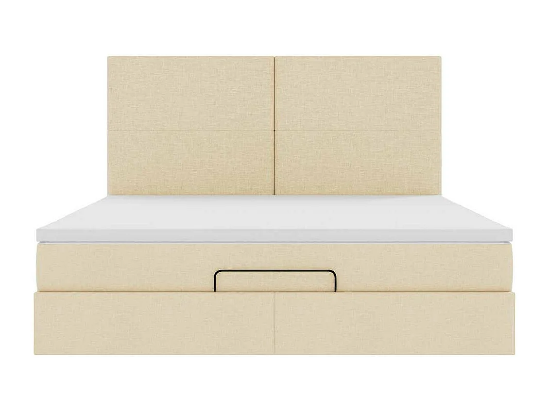 Estructura de cama otomana con colchón tela crema 160x200cm