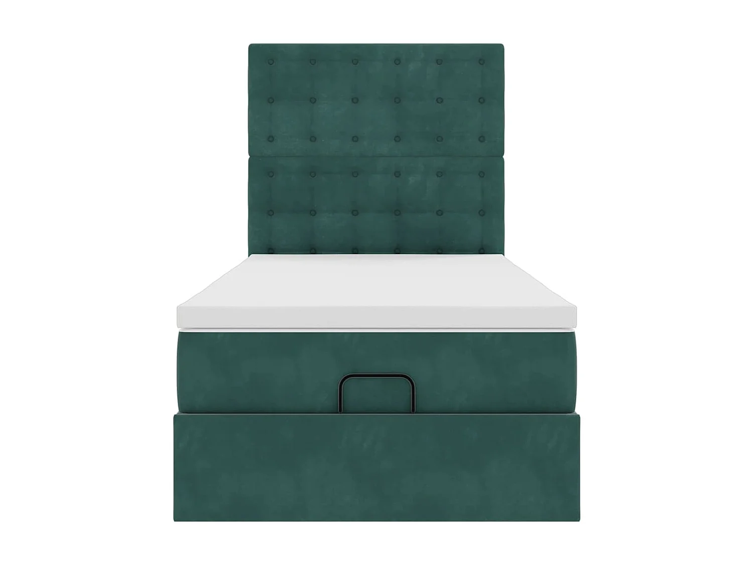 Cadre de lit ottoman avec matelas vert foncé 90x200 cm velours