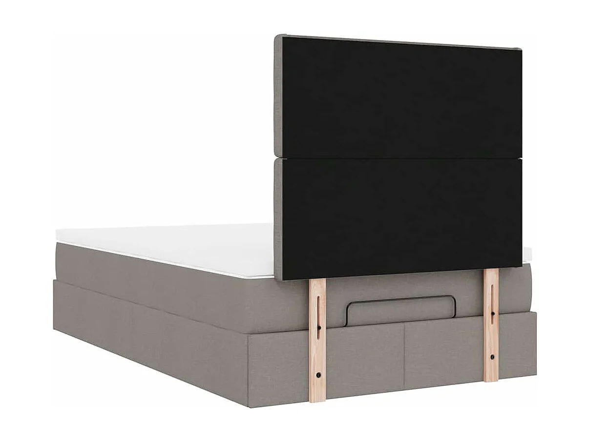 Estrutura de cama otomana com colchão 120x190cm tecido cinzento