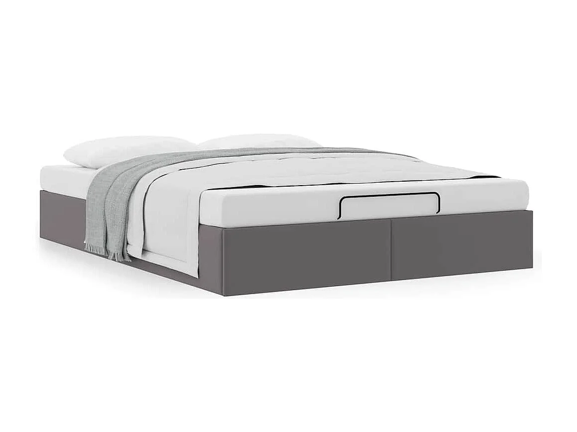 Cadre de lit ottoman sans matelas gris 140x190 cm similicuir