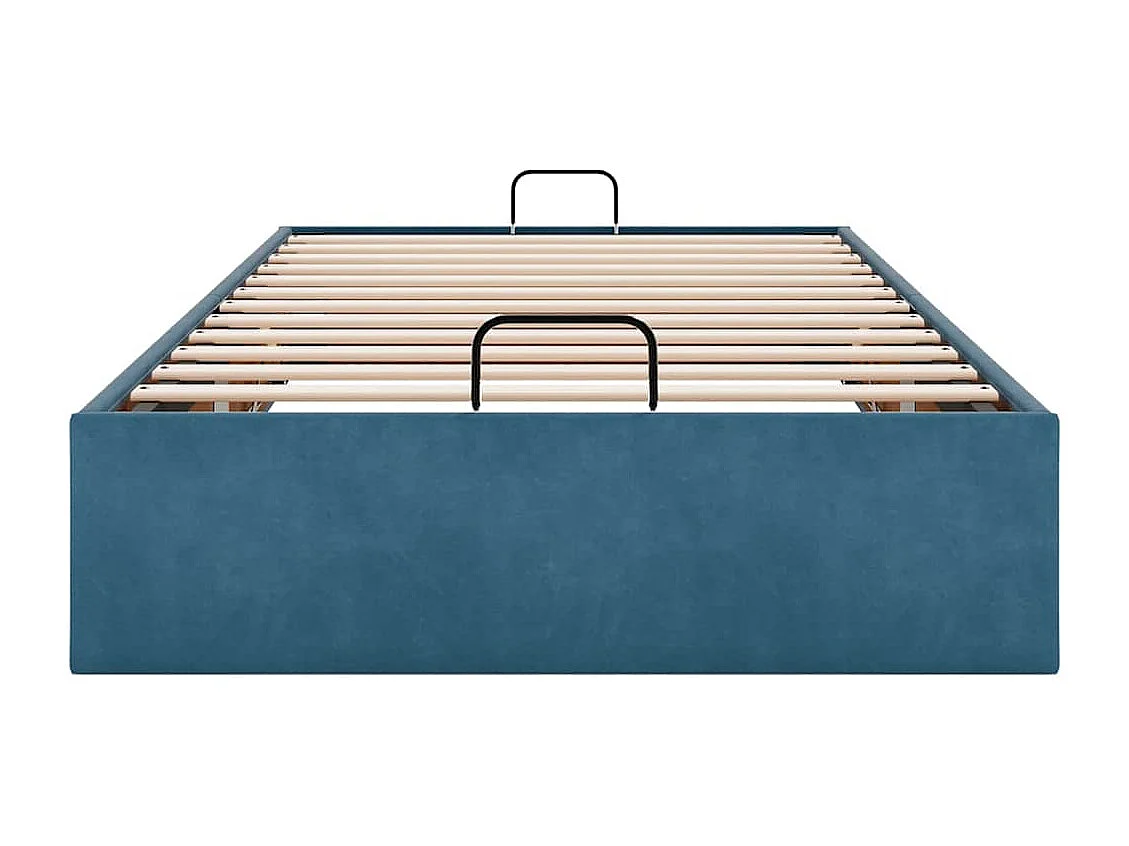 Cadre de lit ottoman sans matelas bleu foncé 90x200 cm velours