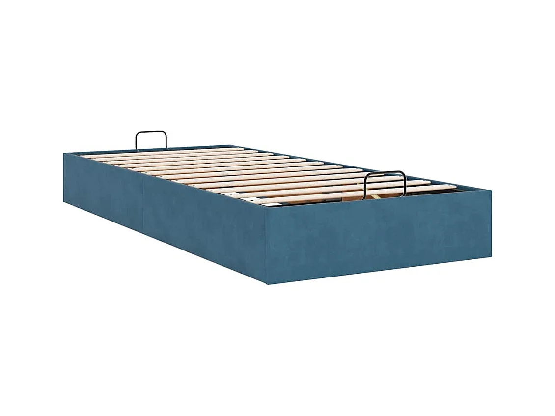 Cadre de lit ottoman sans matelas bleu foncé 90x200 cm velours