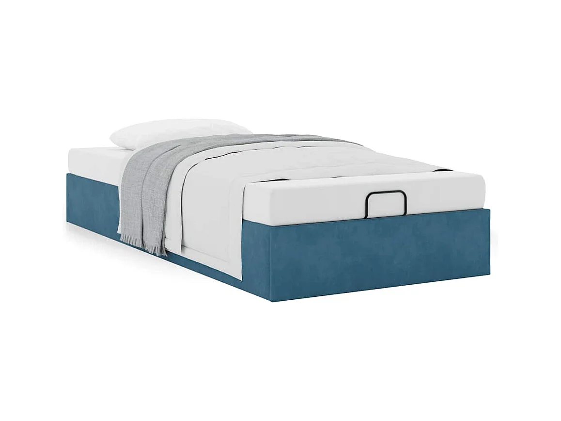 Cadre de lit ottoman sans matelas bleu foncé 90x200 cm velours