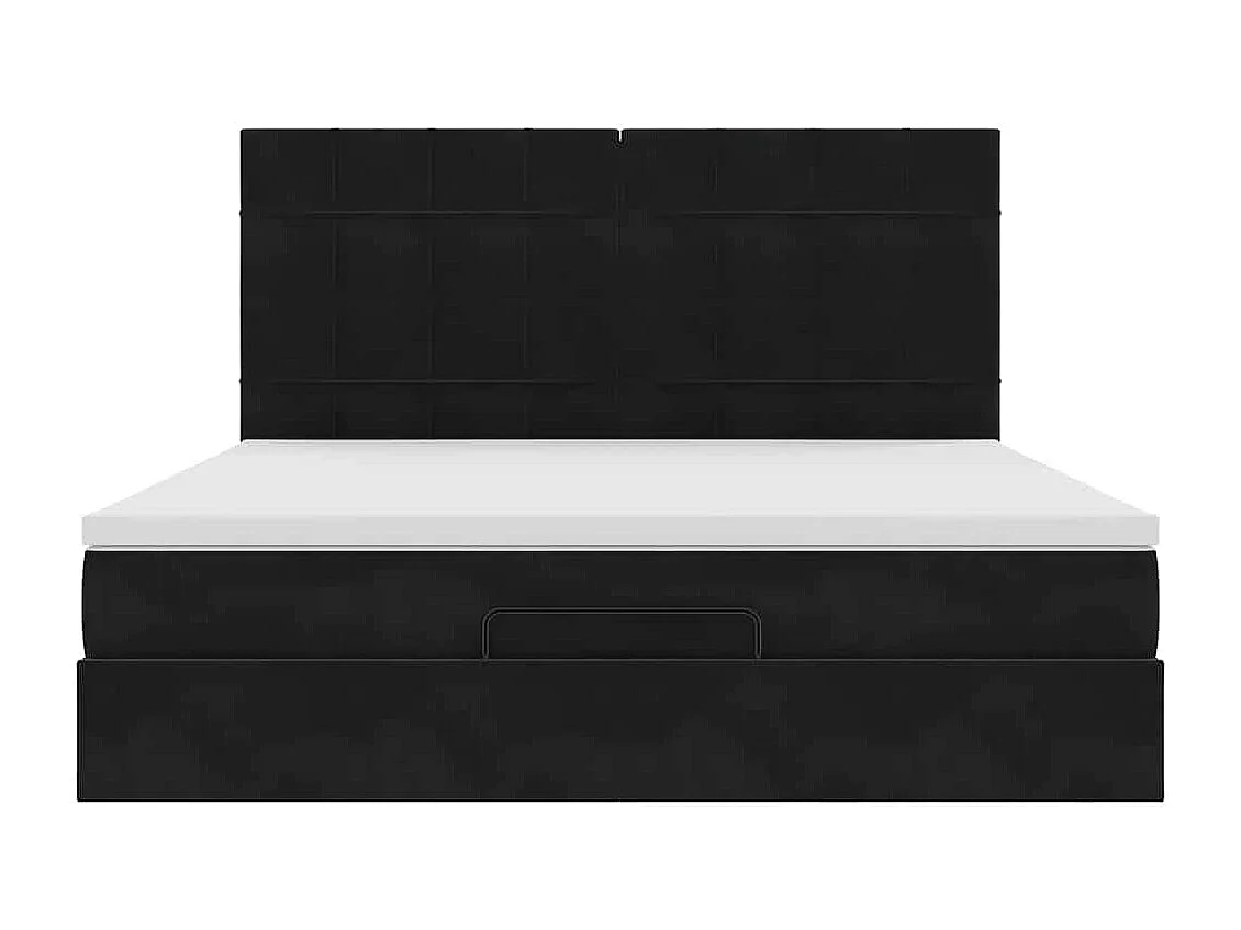 Cadre de lit ottoman avec matelas noir 160x200 cm velours