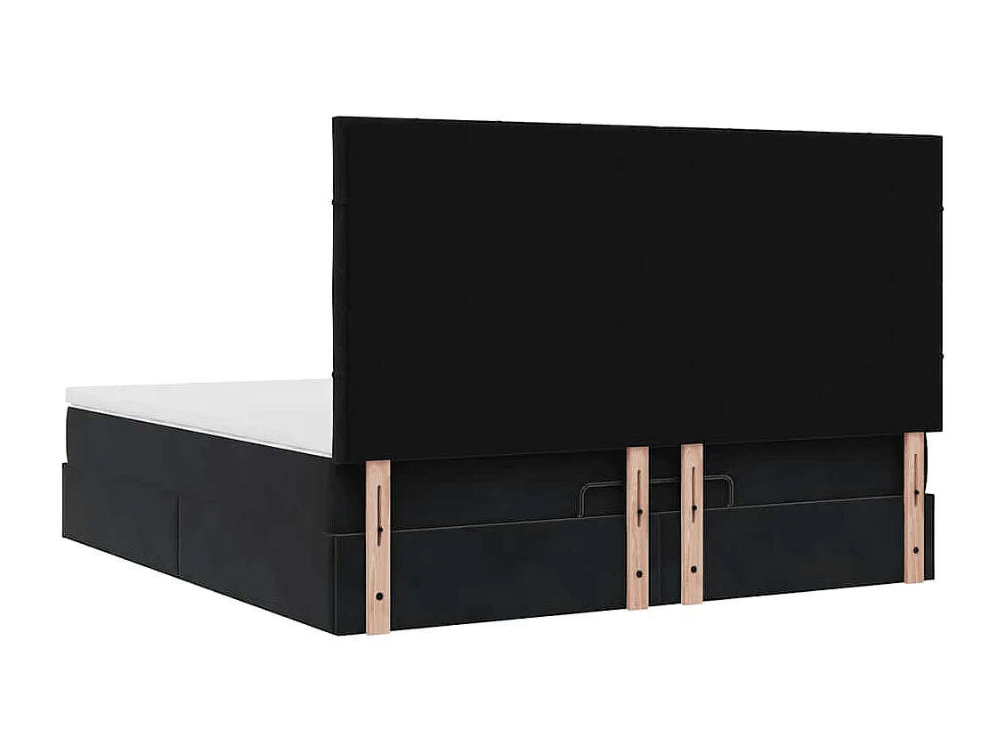 Cadre de lit ottoman avec matelas noir 160x200 cm velours
