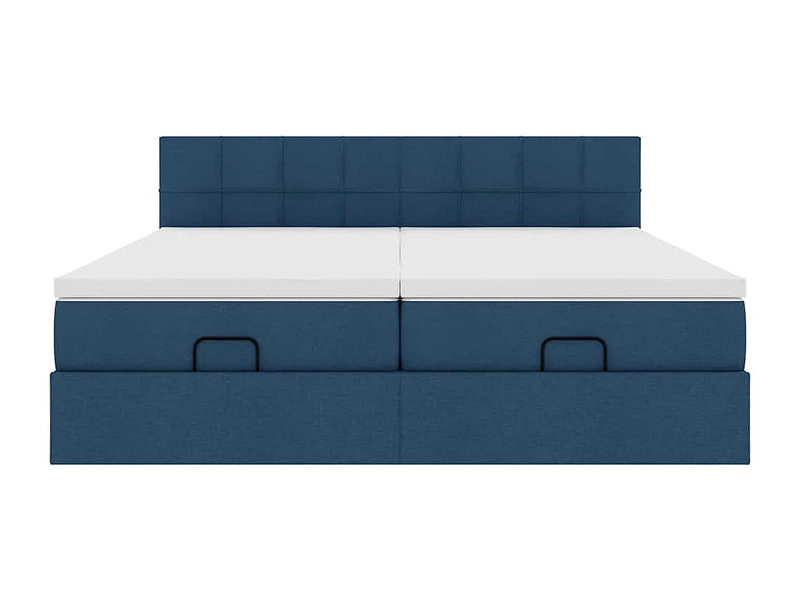 Cadre de lit ottoman avec matelas bleu 180x200 cm tissu