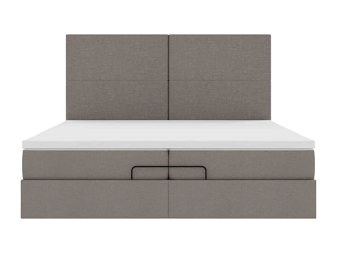 Cadre de lit ottoman avec matelas taupe 200x200cm tissu