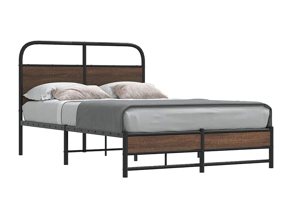 Cadre de lit sans matelas 135x190 cm chêne marron