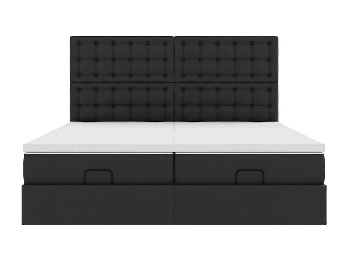 Estructura de cama otomana con colchones cuero sintético negro