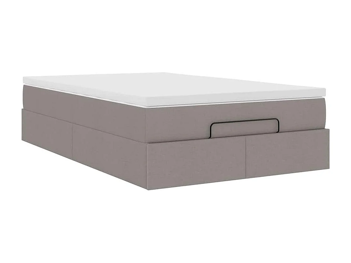 Cadre de lit ottoman avec matelas taupe 120x200 cm tissu