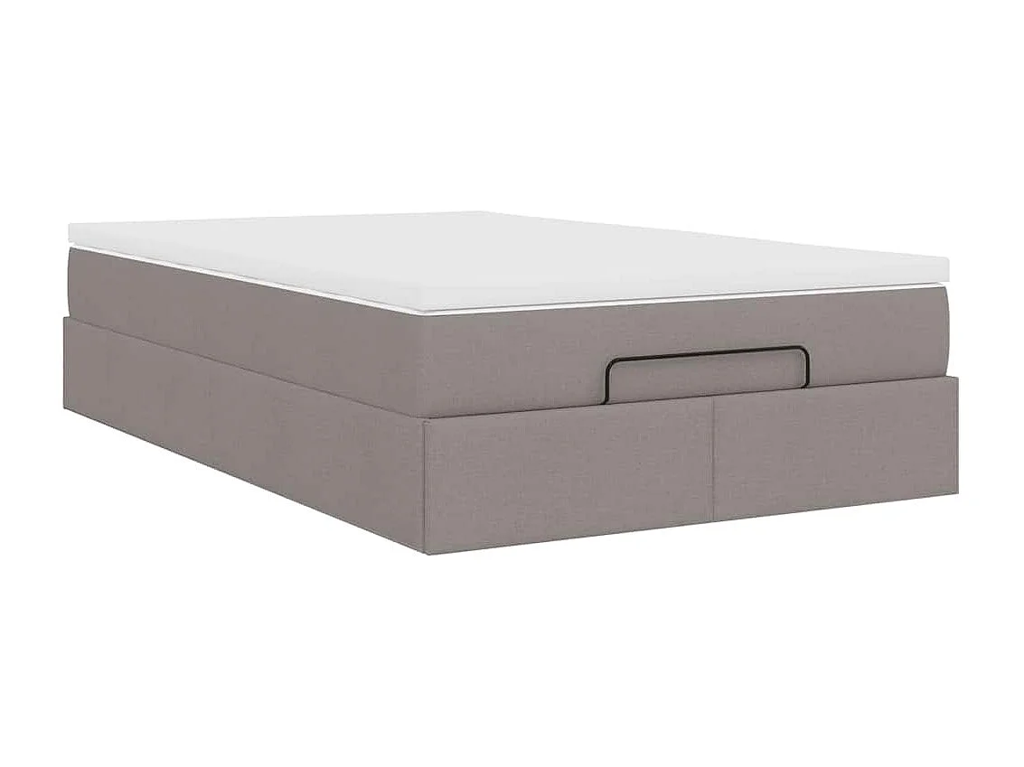Cadre de lit ottoman avec matelas taupe 120x200 cm tissu