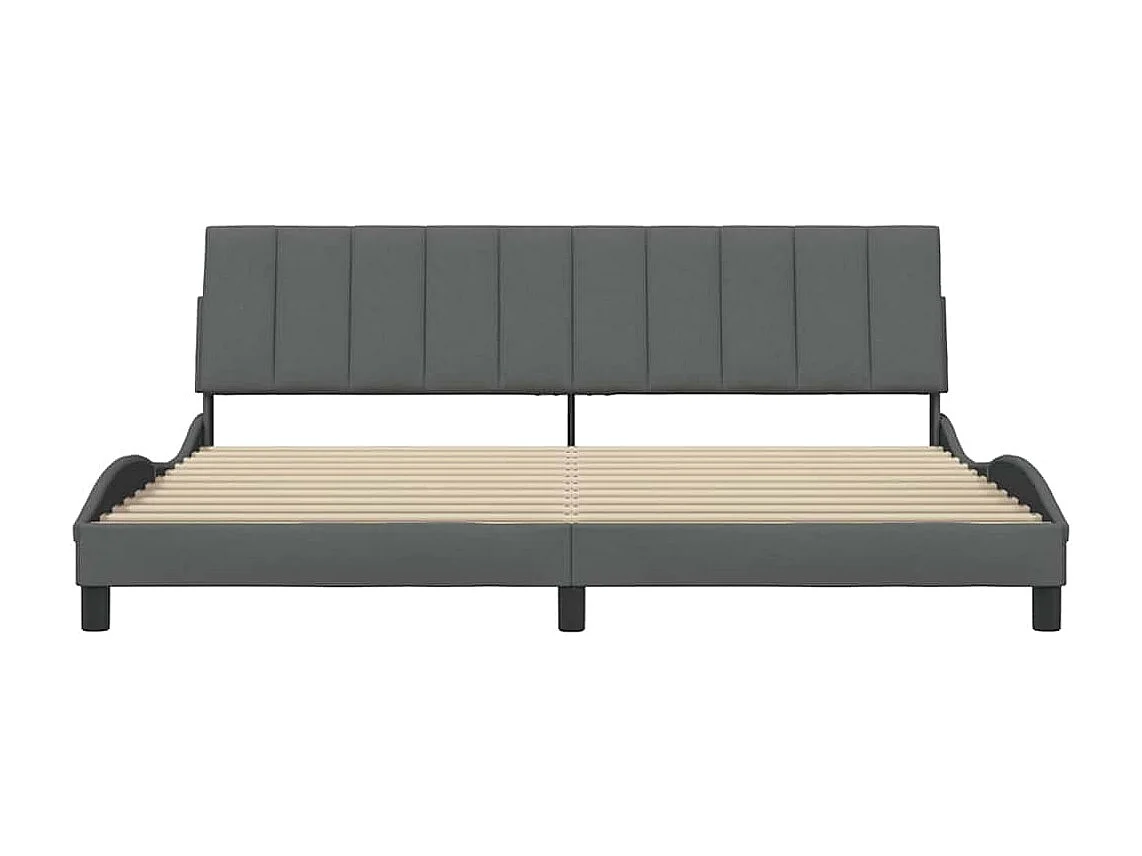 Cadre de lit sans matelas gris foncé 200x200 cm tissu