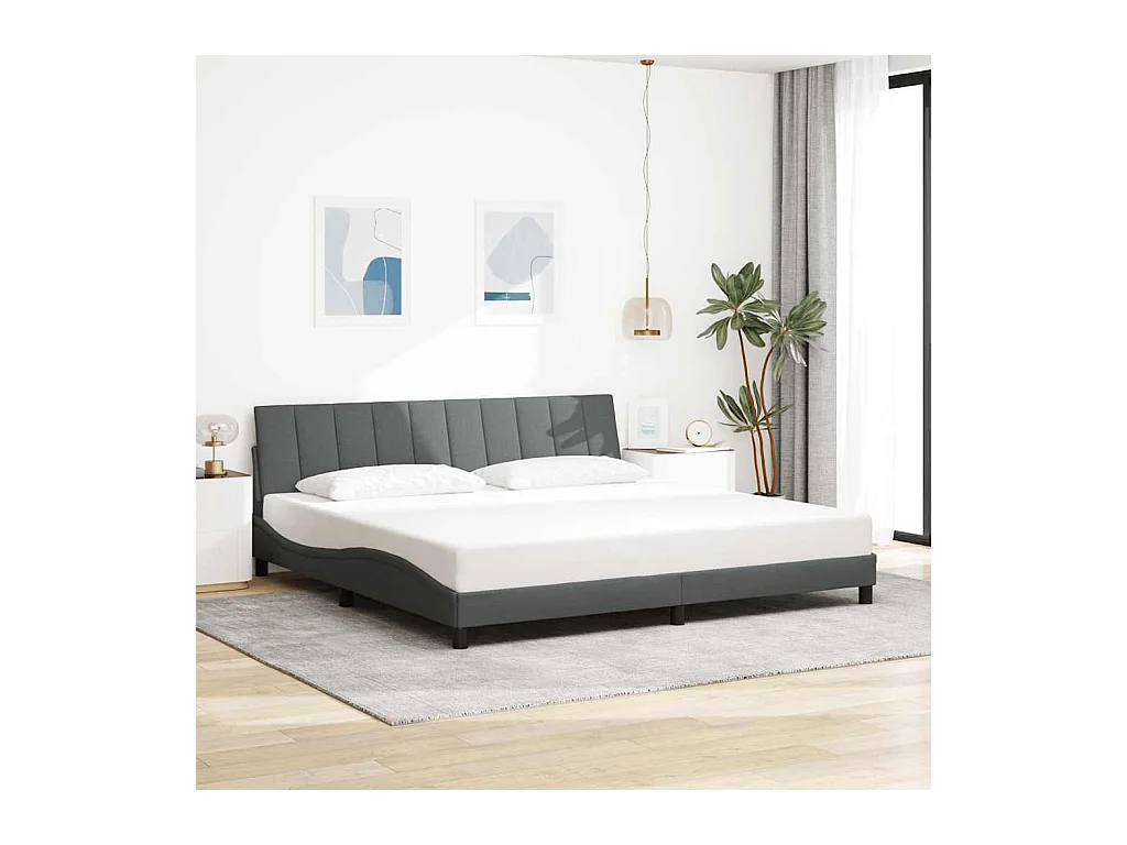 Cadre de lit sans matelas gris foncé 200x200 cm tissu