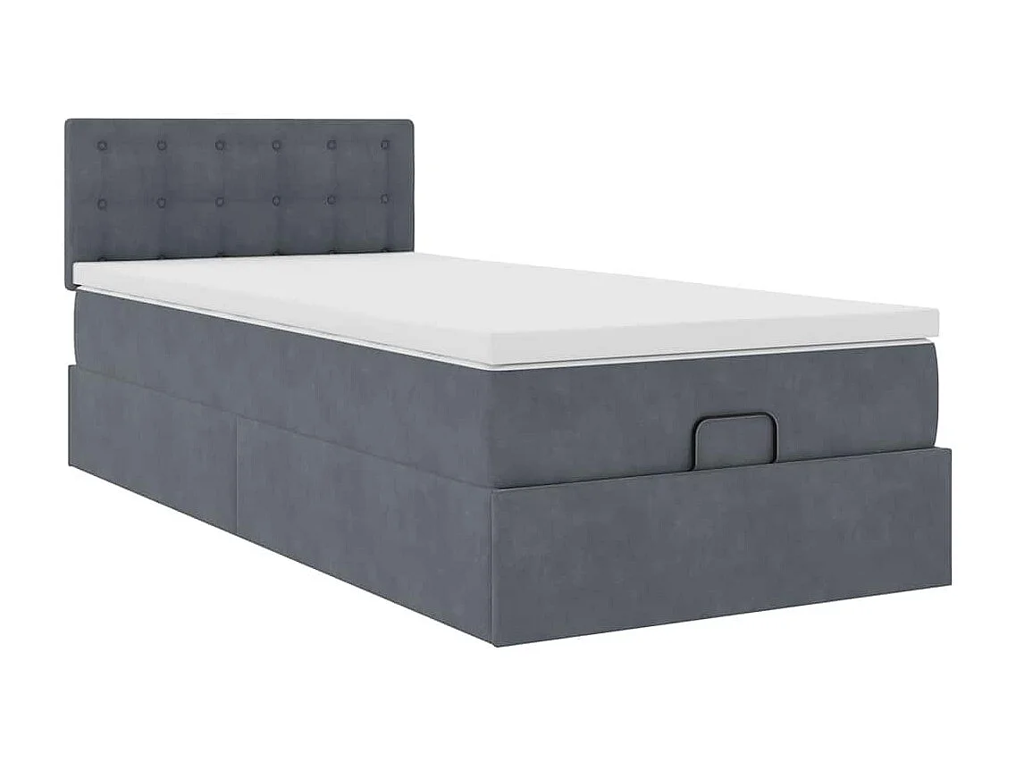 Cadre de lit ottoman avec matelas gris foncé 80x200 cm velours