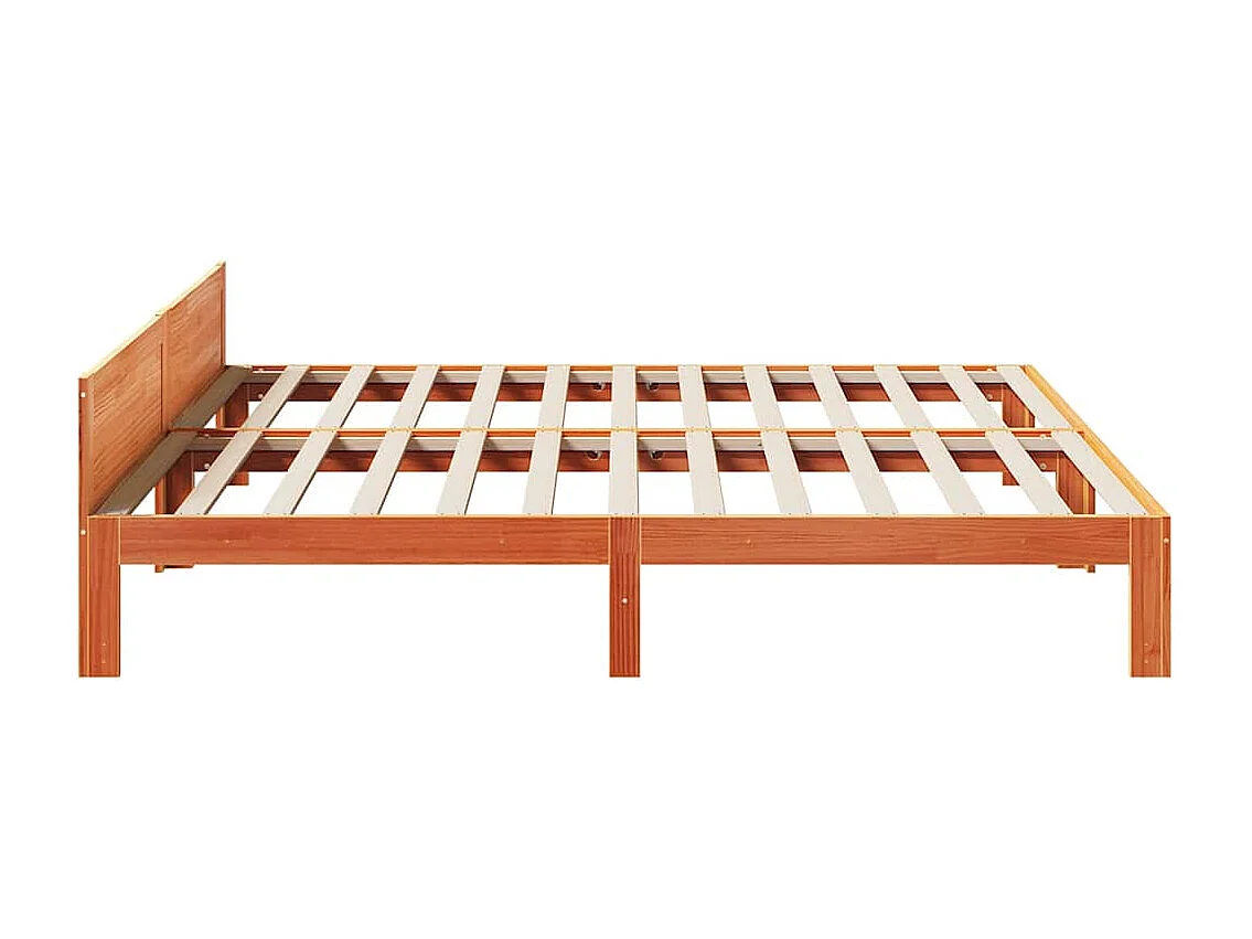 Cama sin colchón madera maciza de pino marrón cera 160x200 cm