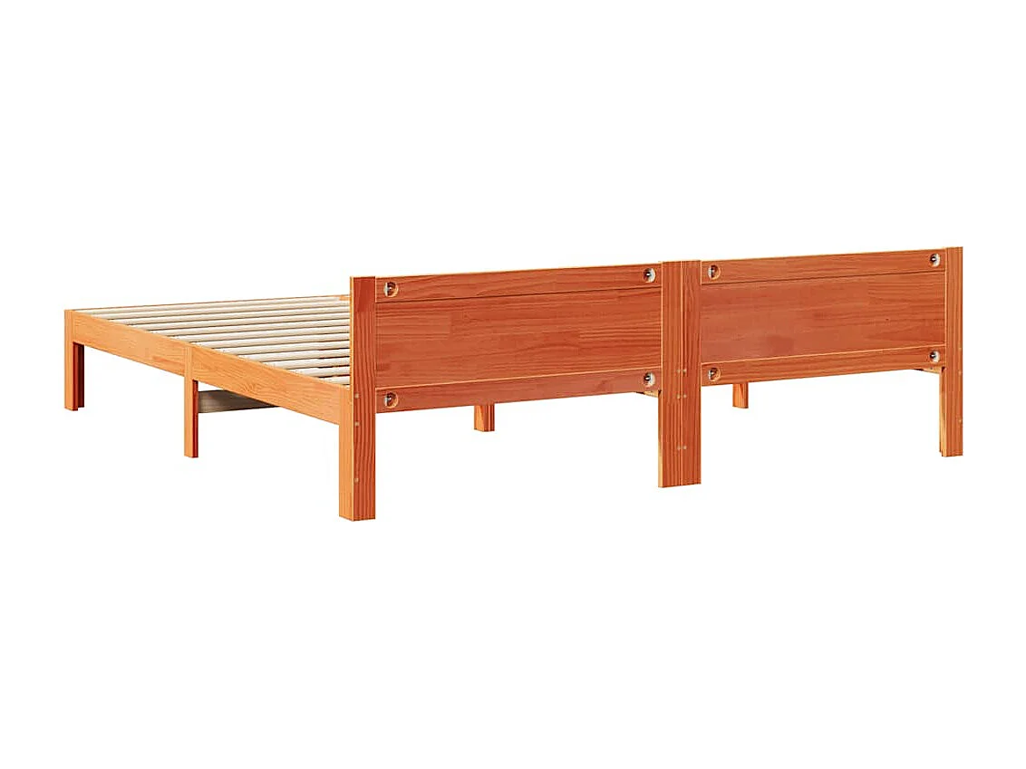 Cama sin colchón madera maciza de pino marrón cera 160x200 cm