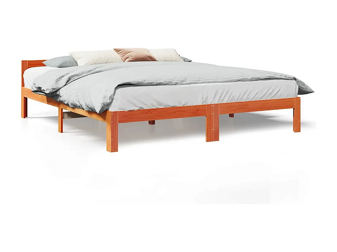 Cama sem colchão 160x200 cm madeira pinho maciço castanho-mel