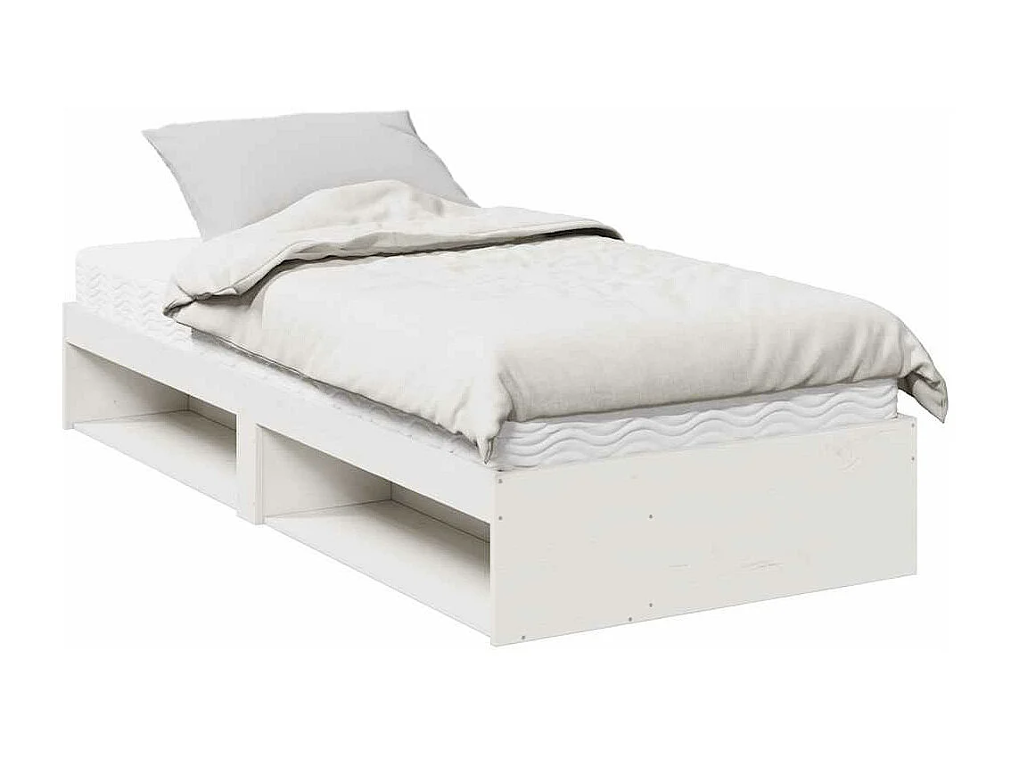 Lit de jour avec matelas blanc 90x200 cm bois de pin massif