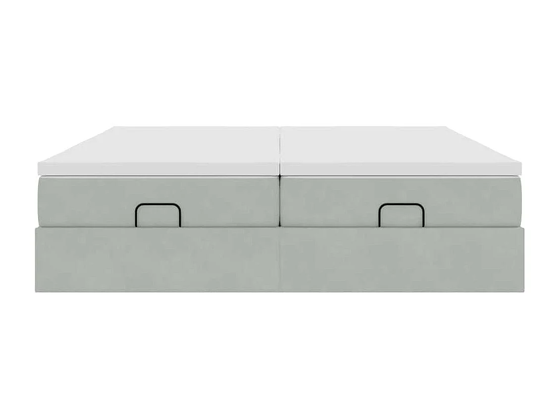 Estructura de cama otomana colchones terciopelo gris claro