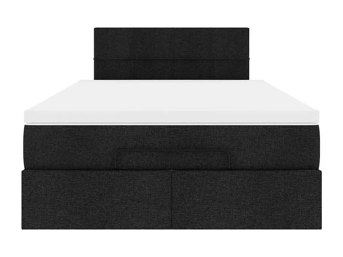 Lit ottoman avec matelas noir 120x200 cm tissu