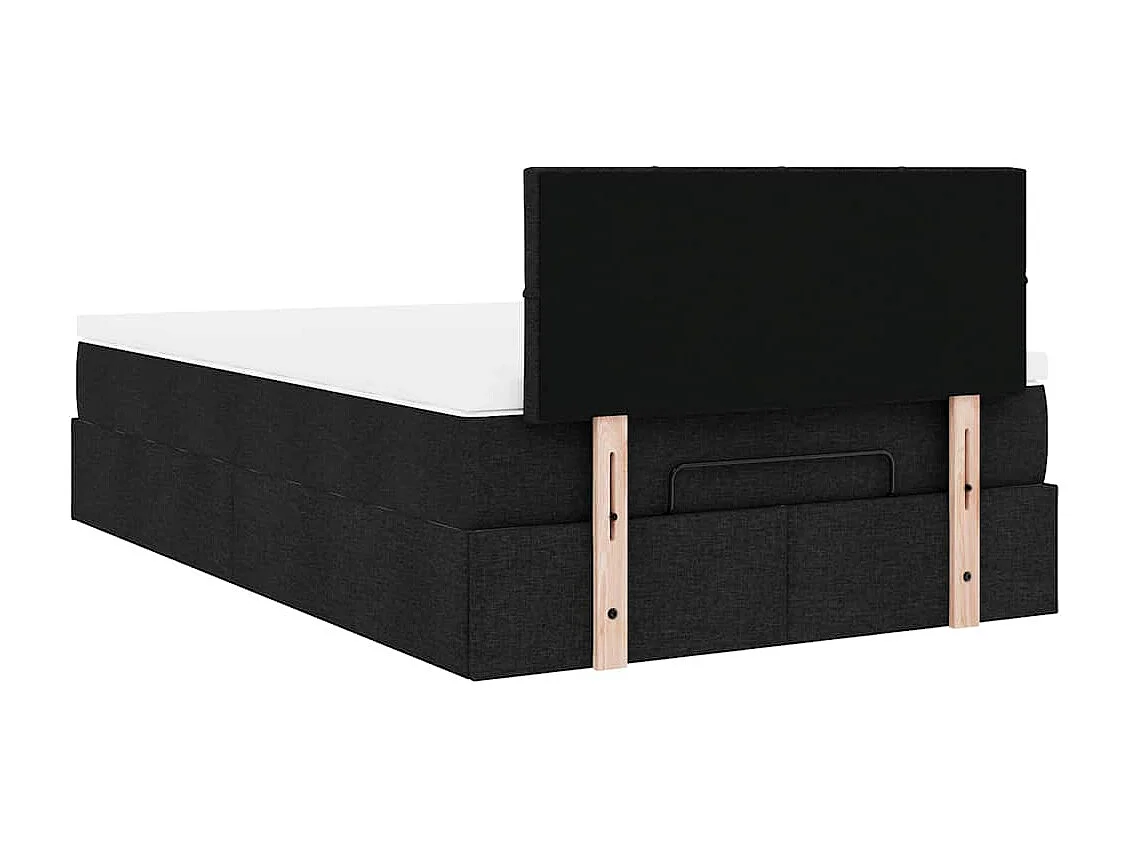Lit ottoman avec matelas noir 120x200 cm tissu