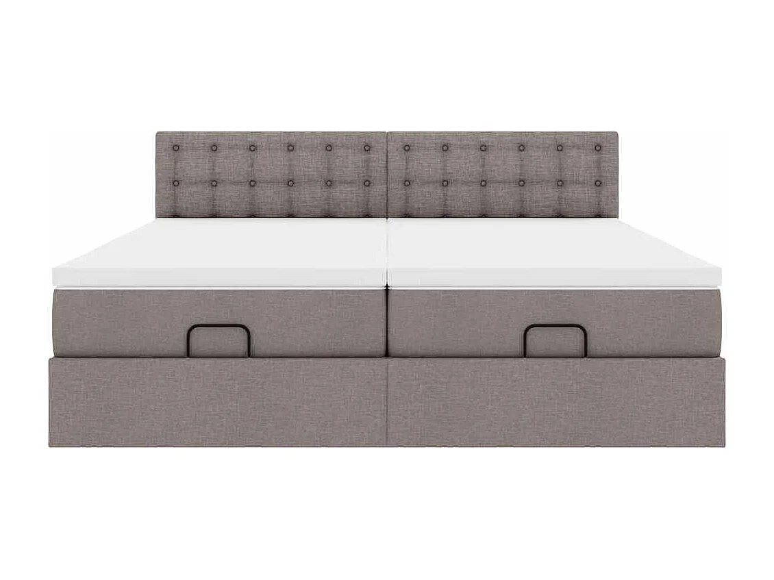 Estructura de cama otomana colchones tela gris pardo 180x200 cm