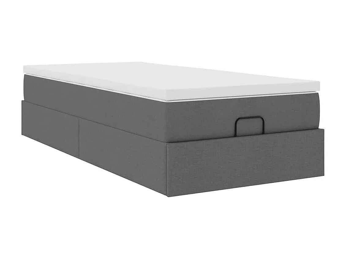 Cadre de lit ottoman avec matelas gris foncé 90x190 cm tissu