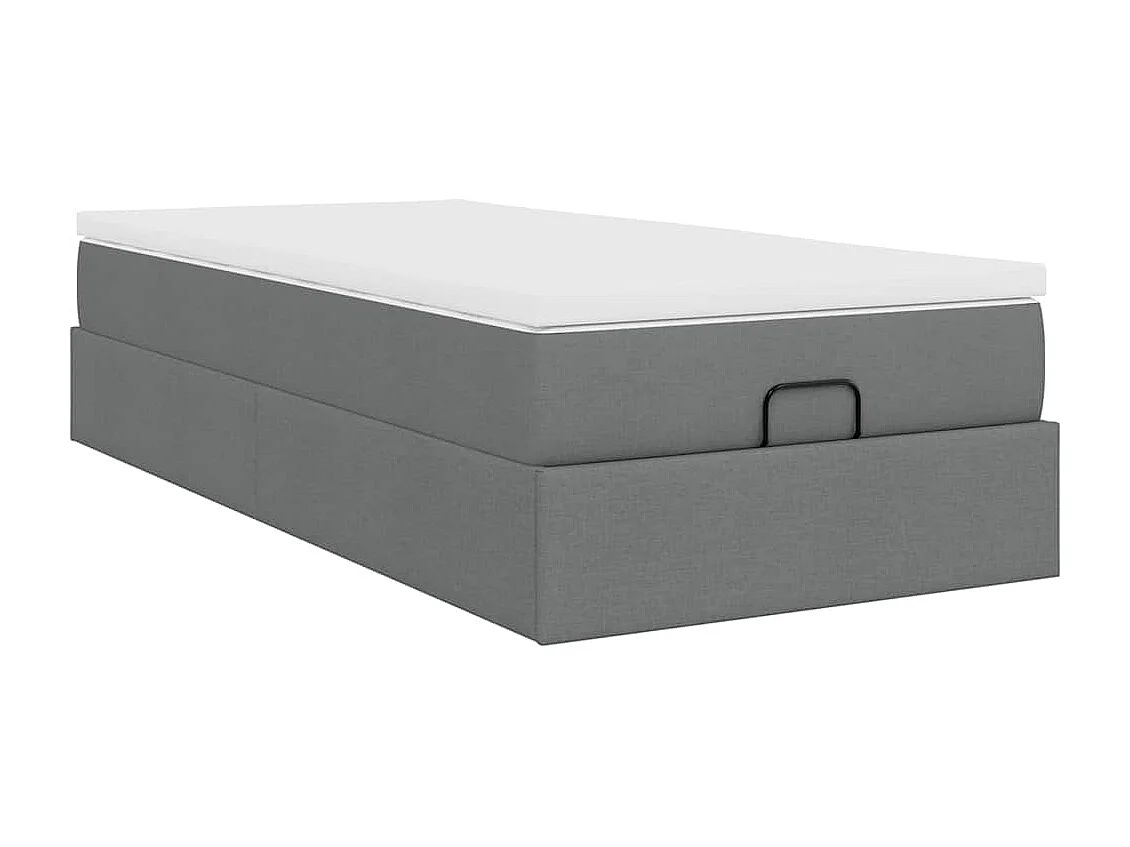 Cadre de lit ottoman avec matelas gris foncé 90x190 cm tissu