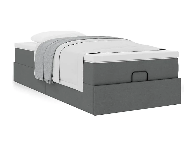 Cadre de lit ottoman avec matelas gris foncé 90x190 cm tissu