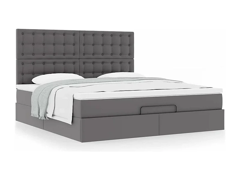 Ottoman bed met matras 180x200cm kunstleer grijs