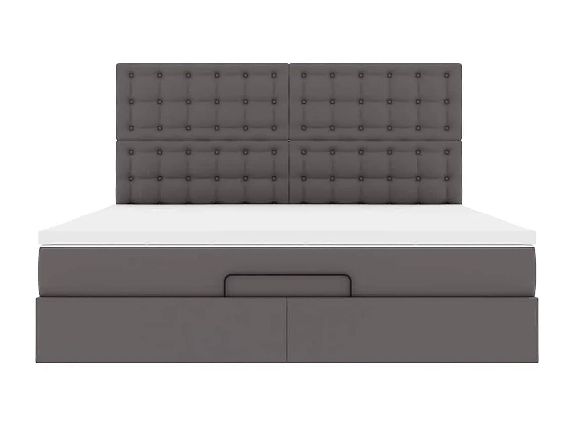 Cadre de lit ottoman avec matelas gris 180x200 cm similicuir