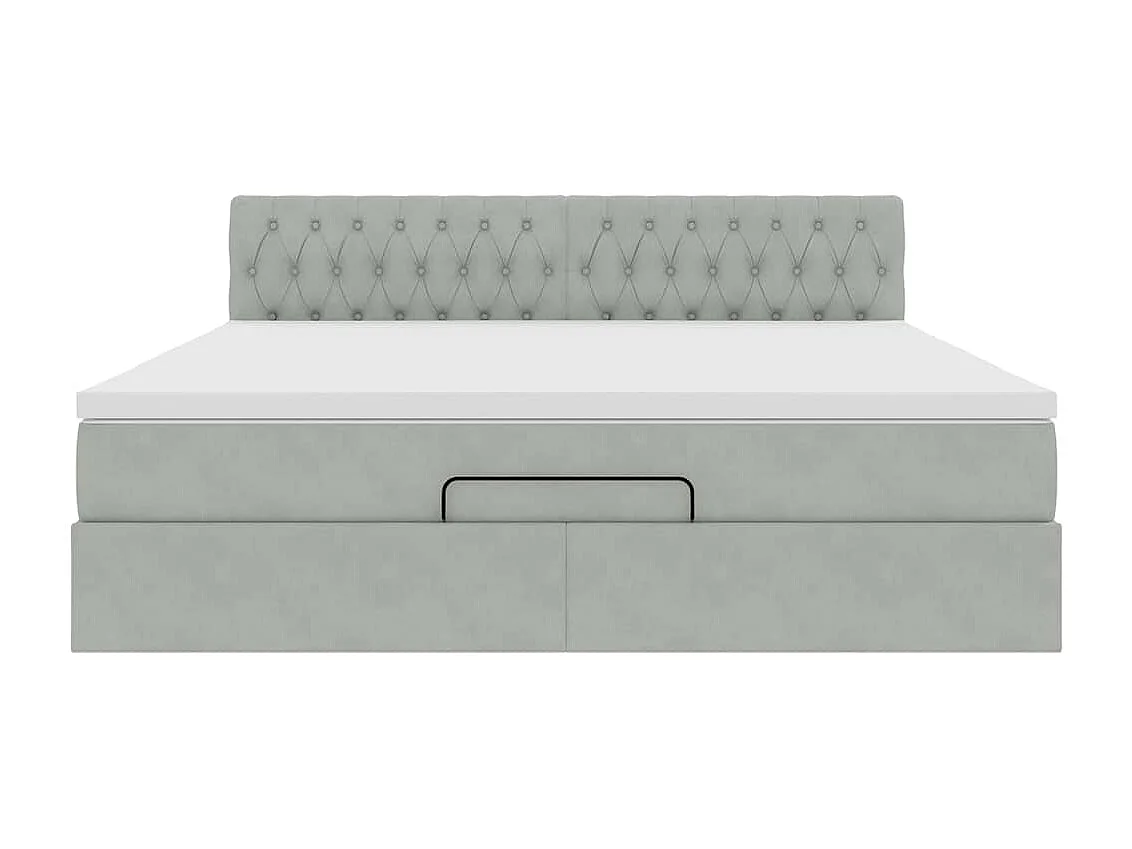 Cadre de lit ottoman avec matelas gris clair 180x200 cm velours