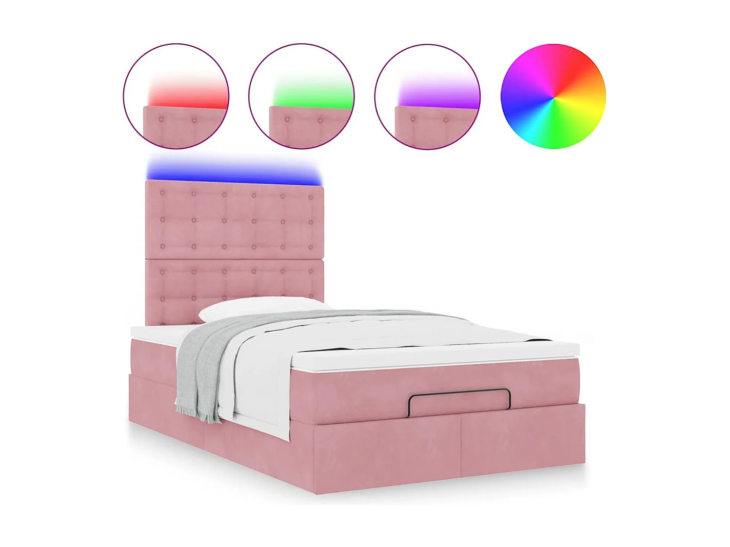 moldura de cama otomana  com colchões rosa 120x190 cm Veludo