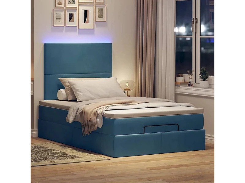 Ottoman bed met matrassen en LED's 120x200cm fluweel