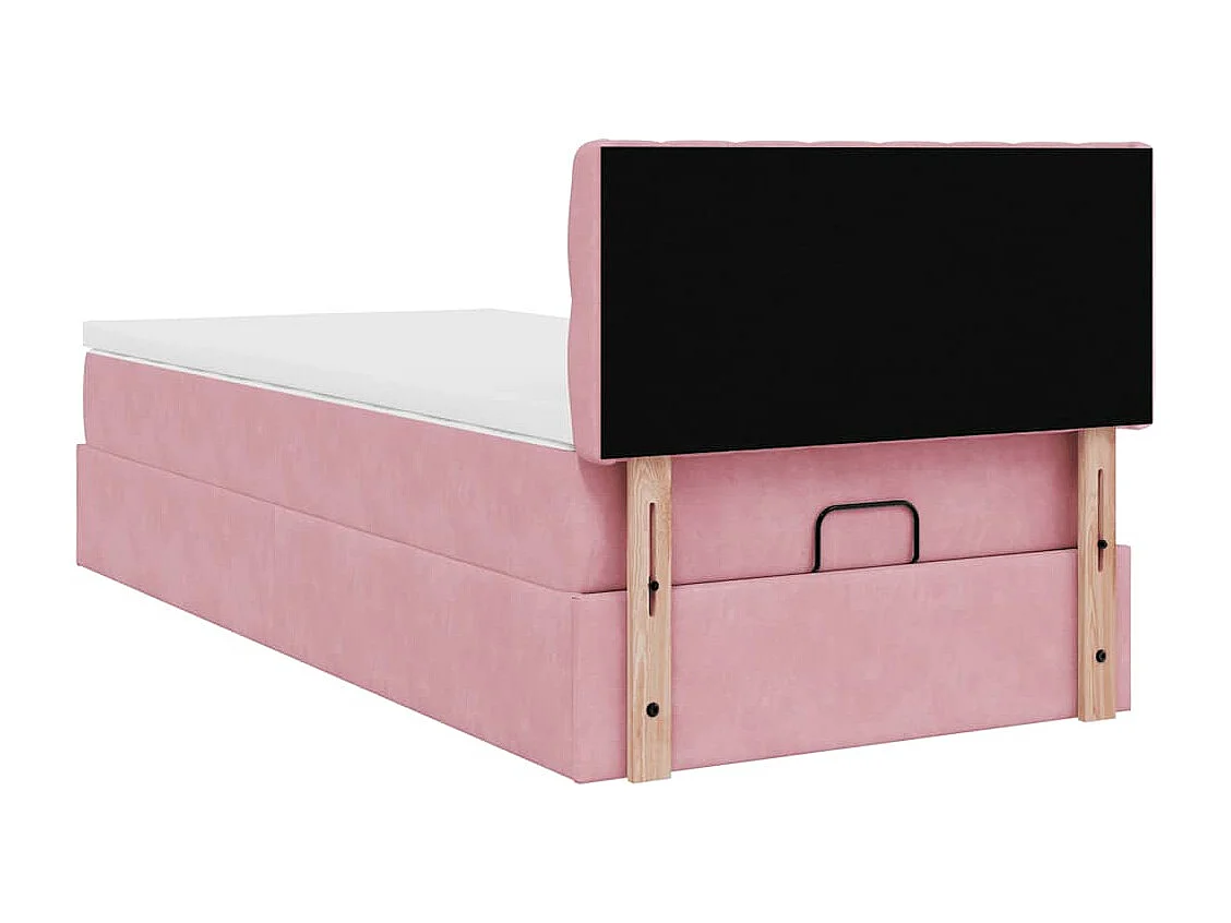 Estructura de cama otomana colchón terciopelo rosa 90x200cm