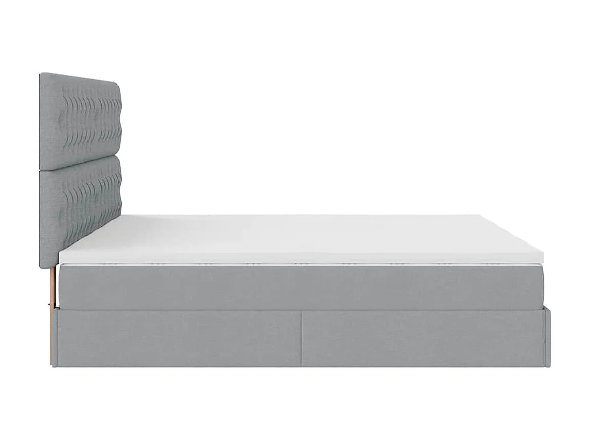 Cadre de lit ottoman et matelas gris clair 160x200cm tissu