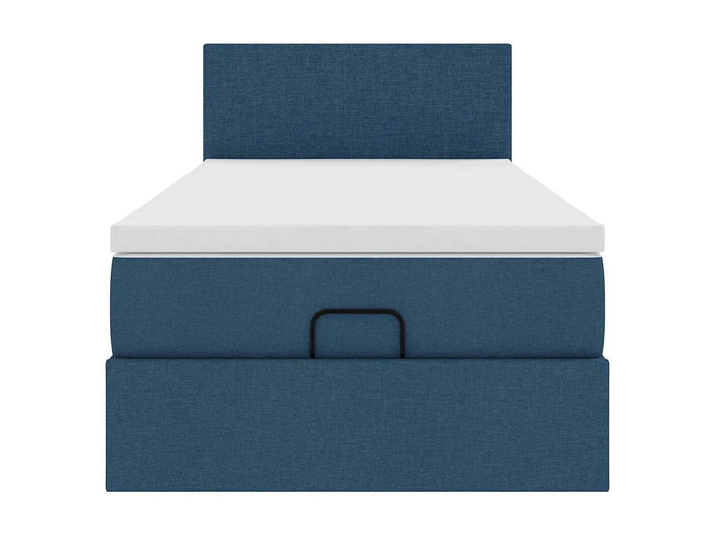 Estructura de cama otomana con colchón tela azul 90x190 cm