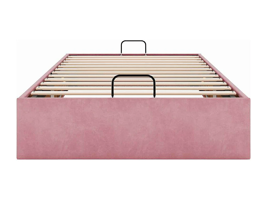 Ottoman Bed Frame No Colchão Rosa 90x200 cm Veludo