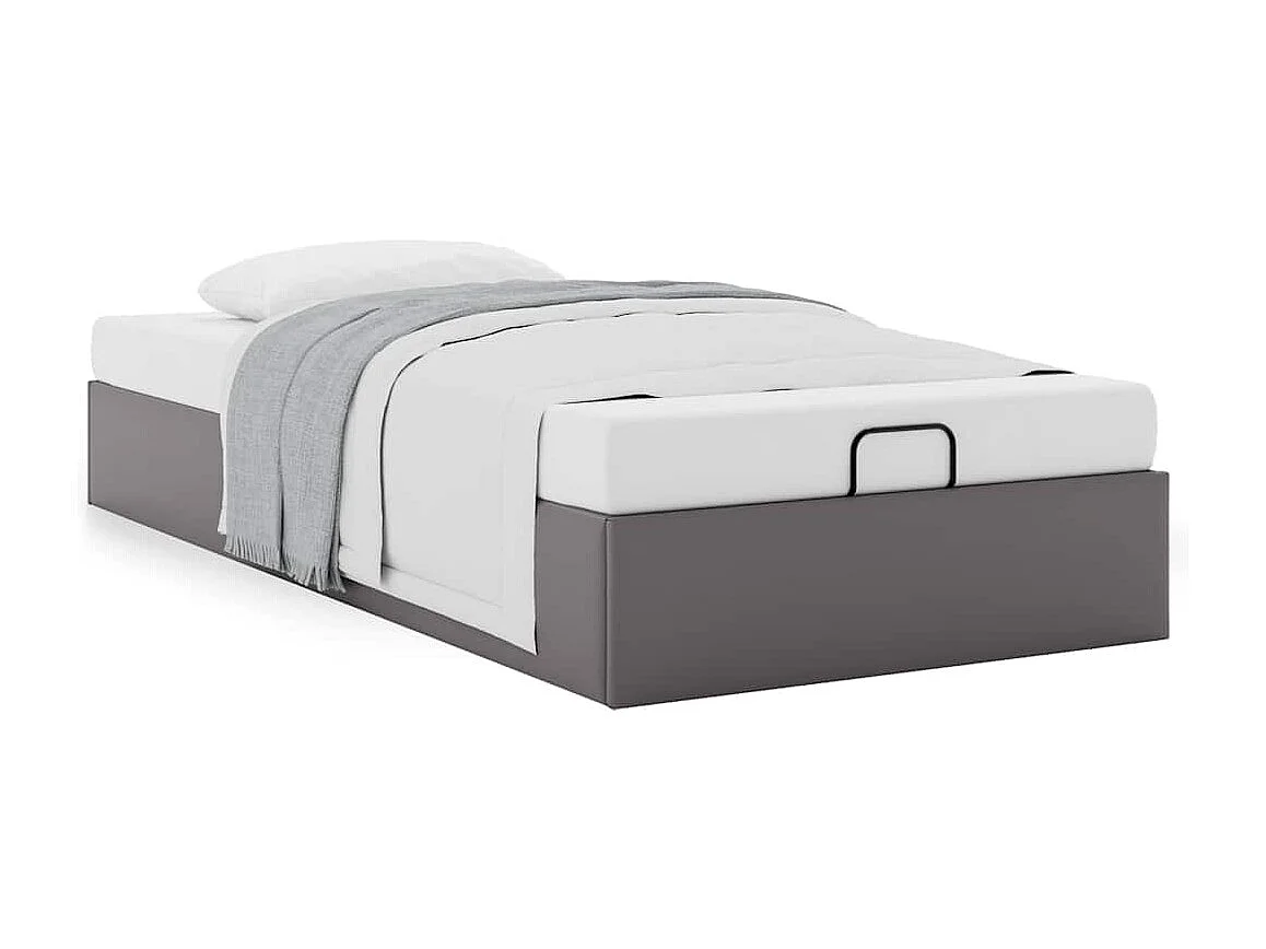 Cadre de lit ottoman sans matelas gris 90x190 cm similicuir