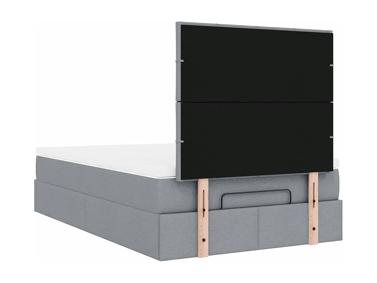 Estructura de cama otomana colchón tela gris claro 120x200cm