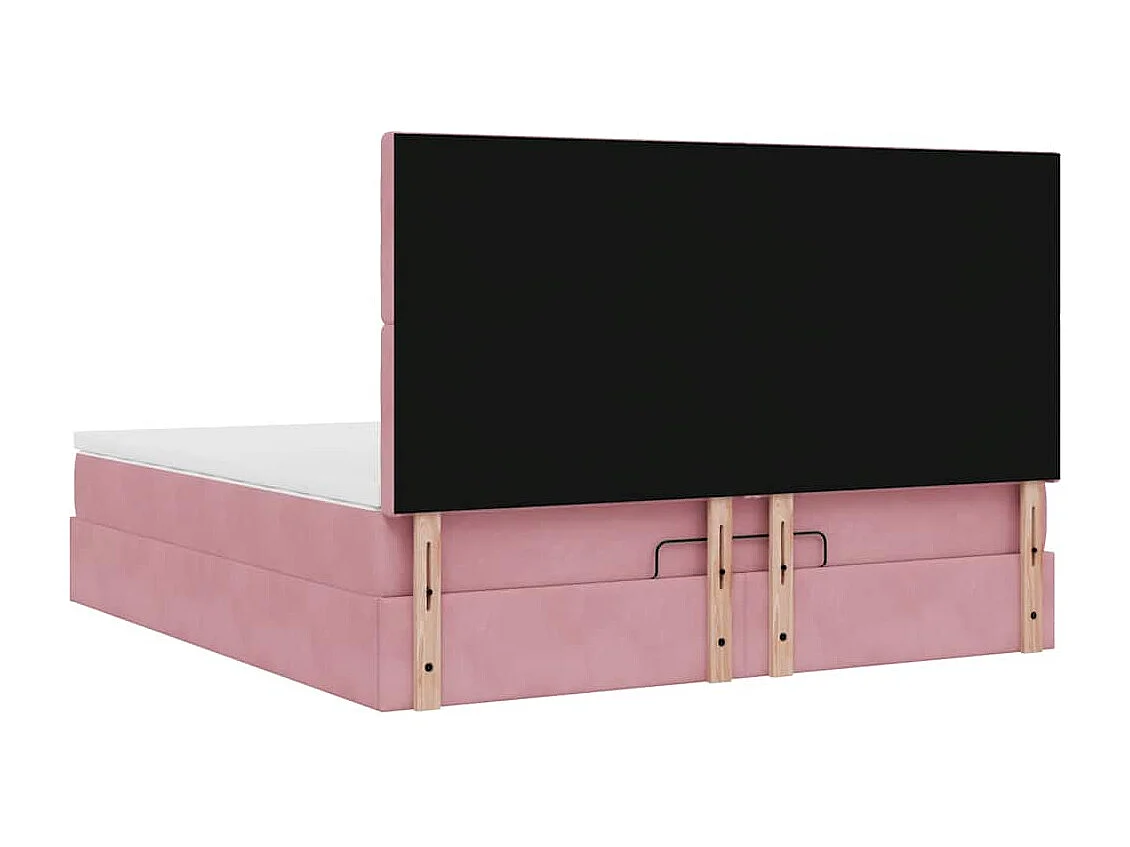 Estructura de cama otomana colchones terciopelo rosa 180x200cm
