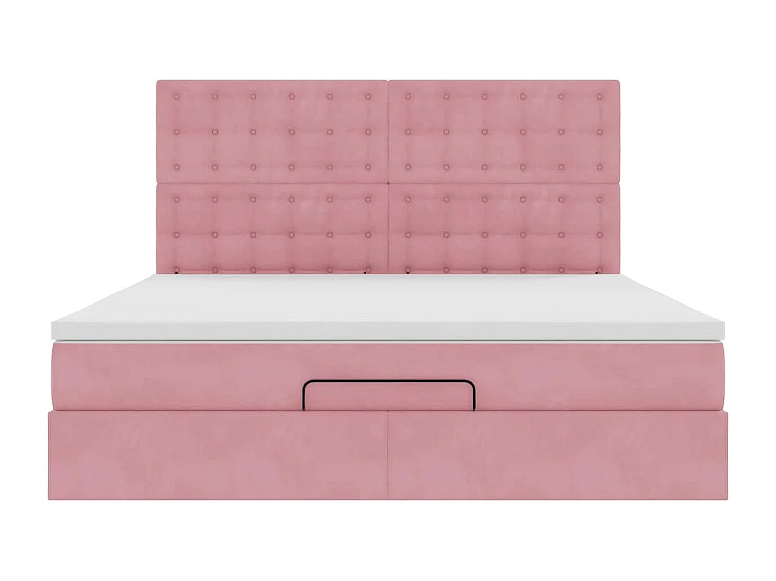 Estructura de cama otomana colchones terciopelo rosa 180x200cm