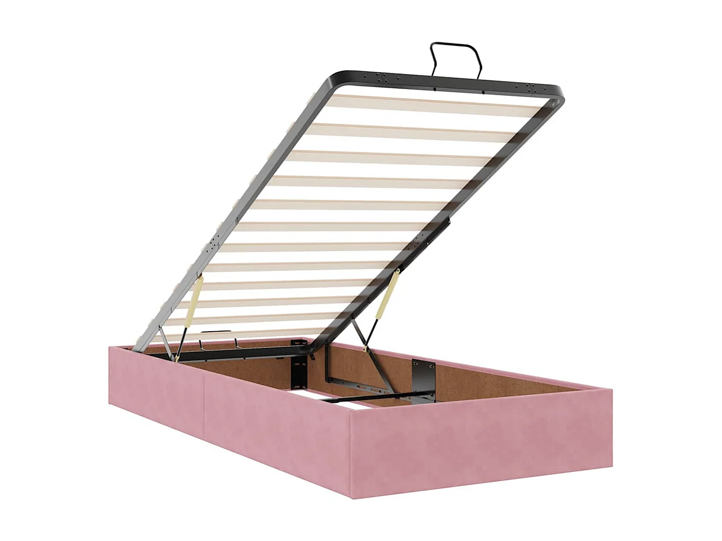 Estrutura de cama otomana com colchões 90x190 cm veludo rosa